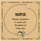 Sarcastic Nurse Sunflower Bracelet Gifts, Christmas Holiday Gifts for Nurse Birthday Message Card, Nurse: Because greatness is woven into the fabric
