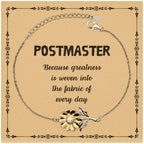 Sarcastic Postmaster Sunflower Bracelet Gifts, Christmas Holiday Gifts for Postmaster Birthday Message Card, Postmaster: Because greatness is woven into the fabric
