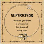 Sarcastic Supervisor Sunflower Bracelet Gifts, Christmas Holiday Gifts for Supervisor Birthday Message Card, Supervisor: Because greatness is woven into the fabric