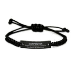 Sarcastic Carpenter Black Rope Bracelet Gifts, Christmas Holiday Gifts for Carpenter Birthday, Carpenter: Because greatness is woven