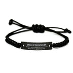 Sarcastic Drug Counselor Black Rope Bracelet Gifts, Christmas Holiday Gifts for Drug Counselor Birthday, Drug Counselor: Because greatness is woven