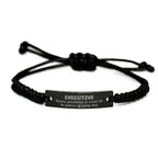Sarcastic Executive Black Rope Bracelet Gifts, Christmas Holiday Gifts for Executive Birthday, Executive: Because greatness is woven