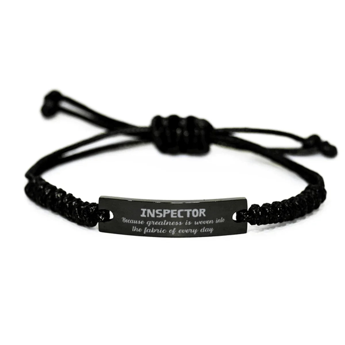 Sarcastic Inspector Black Rope Bracelet Gifts, Christmas Holiday Gifts for Inspector Birthday, Inspector: Because greatness is woven