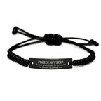 Sarcastic Police Officer Black Rope Bracelet Gifts, Christmas Holiday Gifts for Police Officer Birthday, Police Officer: Because greatness is woven