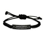 Sarcastic Sheriff Deputy Black Rope Bracelet Gifts, Christmas Holiday Gifts for Sheriff Deputy Birthday, Sheriff Deputy: Because greatness is woven