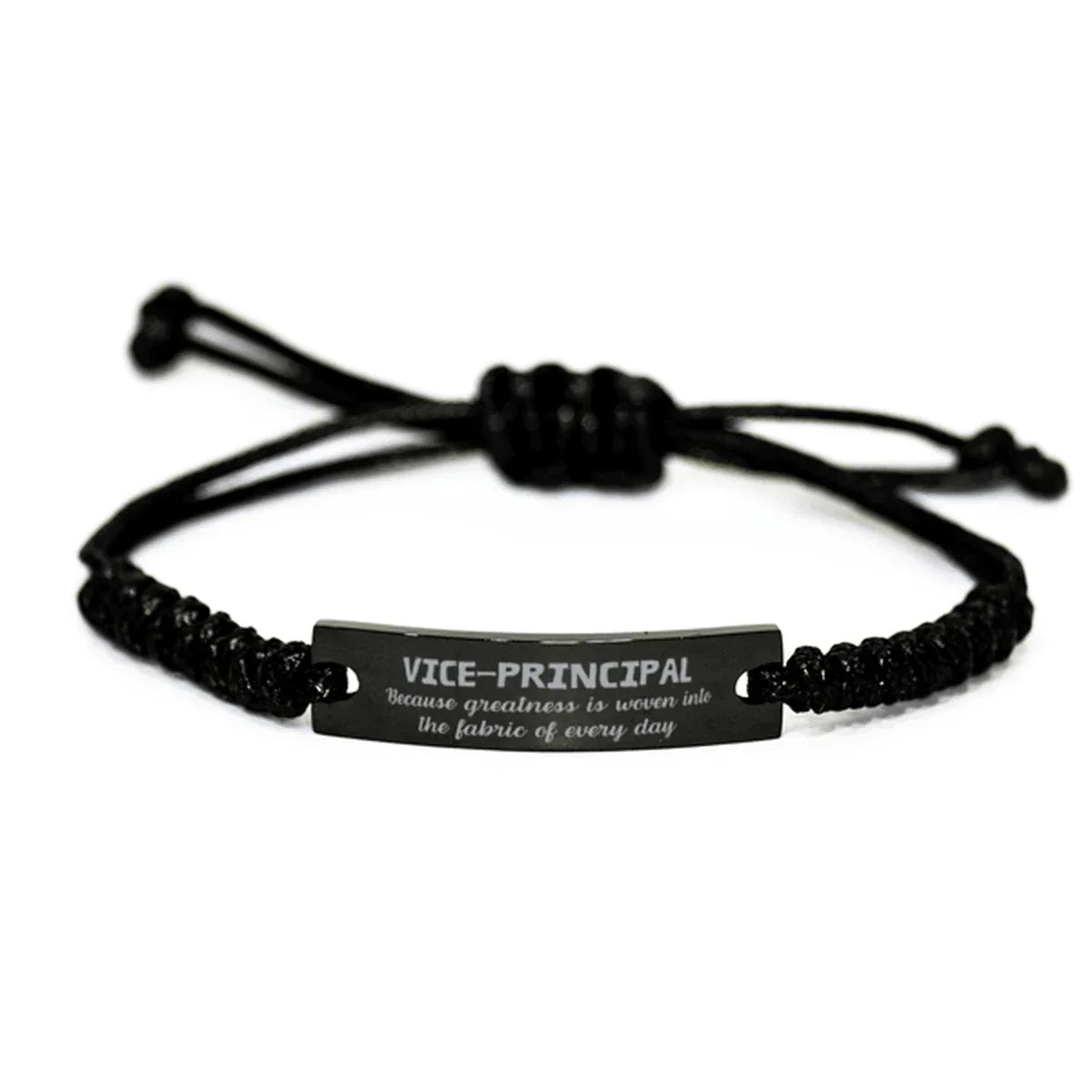 Sarcastic Vice-principal Black Rope Bracelet Gifts, Christmas Holiday Gifts for Vice-principal Birthday, Vice-principal: Because greatness is woven
