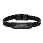 Sarcastic Assistant Braided Leather Bracelet Gifts, Christmas Holiday Gifts for Assistant Birthday, Assistant: Because greatness is woven