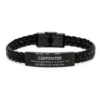 Sarcastic Carpenter Braided Leather Bracelet Gifts, Christmas Holiday Gifts for Carpenter Birthday, Carpenter: Because greatness is woven