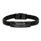 Sarcastic Counselor Braided Leather Bracelet Gifts, Christmas Holiday Gifts for Counselor Birthday, Counselor: Because greatness is woven