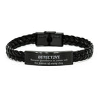 Sarcastic Detective Braided Leather Bracelet Gifts, Christmas Holiday Gifts for Detective Birthday, Detective: Because greatness is woven