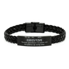 Sarcastic Executive Braided Leather Bracelet Gifts, Christmas Holiday Gifts for Executive Birthday, Executive: Because greatness is woven