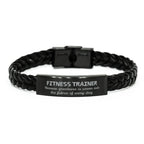 Sarcastic Fitness Trainer Braided Leather Bracelet Gifts, Christmas Holiday Gifts for Fitness Trainer Birthday, Fitness Trainer: Because greatness is woven