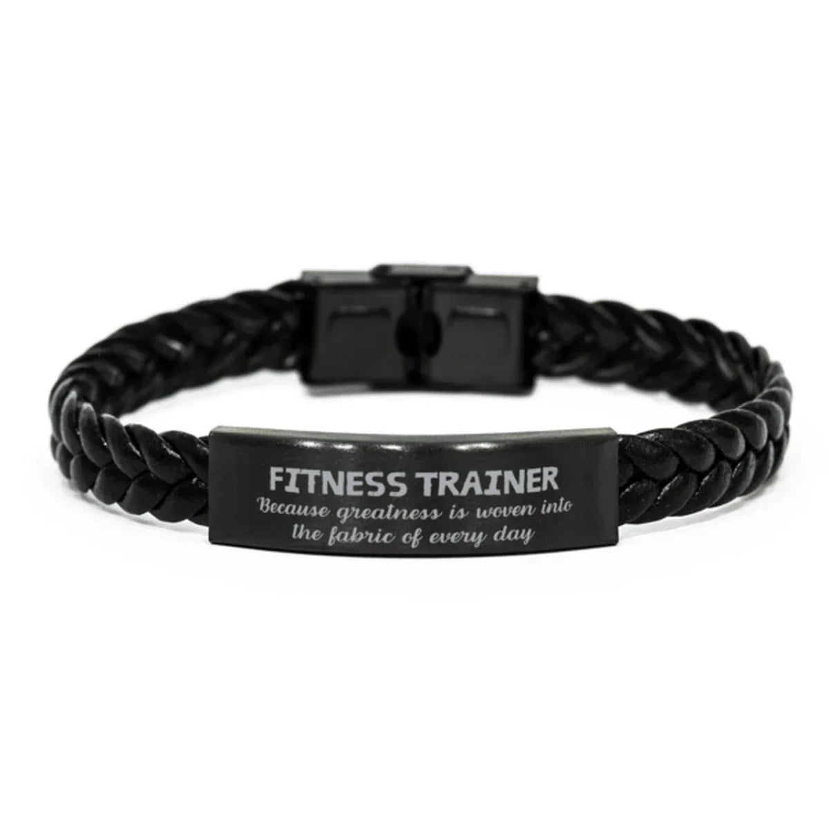 Sarcastic Fitness Trainer Braided Leather Bracelet Gifts, Christmas Holiday Gifts for Fitness Trainer Birthday, Fitness Trainer: Because greatness is woven