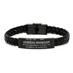 Sarcastic General Manager Braided Leather Bracelet Gifts, Christmas Holiday Gifts for General Manager Birthday, General Manager: Because greatness is woven