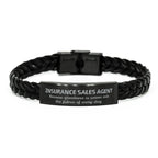 Sarcastic Insurance Sales Agent Braided Leather Bracelet Gifts, Christmas Holiday Gifts for Insurance Sales Agent Birthday, Insurance Sales Agent: Because greatness is woven