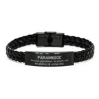 Sarcastic Paramedic Braided Leather Bracelet Gifts, Christmas Holiday Gifts for Paramedic Birthday, Paramedic: Because greatness is woven