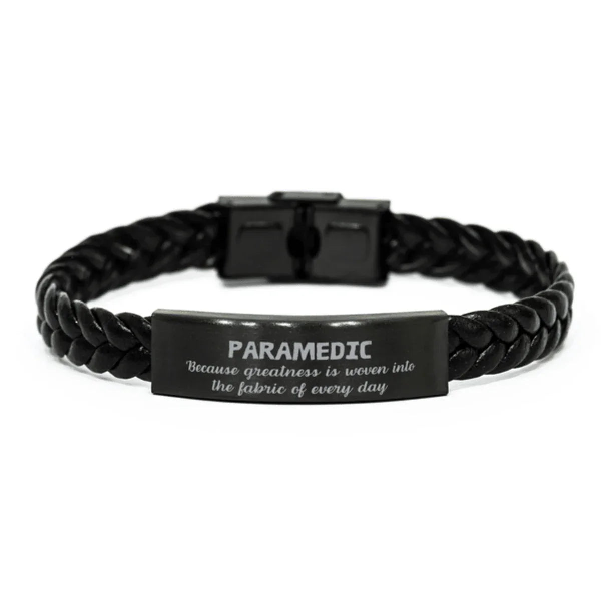 Sarcastic Paramedic Braided Leather Bracelet Gifts, Christmas Holiday Gifts for Paramedic Birthday, Paramedic: Because greatness is woven