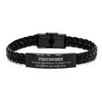 Sarcastic Performer Braided Leather Bracelet Gifts, Christmas Holiday Gifts for Performer Birthday, Performer: Because greatness is woven