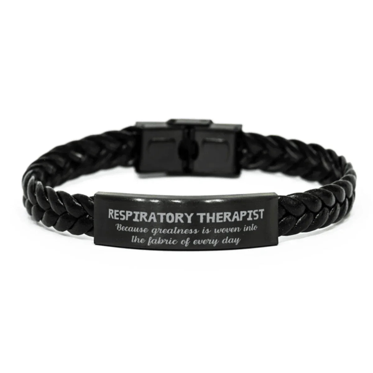 Sarcastic Respiratory Therapist Braided Leather Bracelet Gifts, Christmas Holiday Gifts for Respiratory Therapist Birthday, Respiratory Therapist: Because greatness is woven