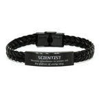 Sarcastic Scientist Braided Leather Bracelet Gifts, Christmas Holiday Gifts for Scientist Birthday, Scientist: Because greatness is woven