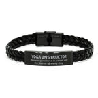 Sarcastic Yoga Instructor Braided Leather Bracelet Gifts, Christmas Holiday Gifts for Yoga Instructor Birthday, Yoga Instructor: Because greatness is woven