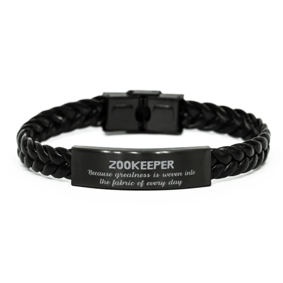 Sarcastic Zookeeper Braided Leather Bracelet Gifts, Christmas Holiday Gifts for Zookeeper Birthday, Zookeeper: Because greatness is woven