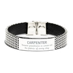 Sarcastic Carpenter Stainless Steel Bracelet Gifts, Christmas Holiday Gifts for Carpenter Birthday, Carpenter: Because greatness is woven