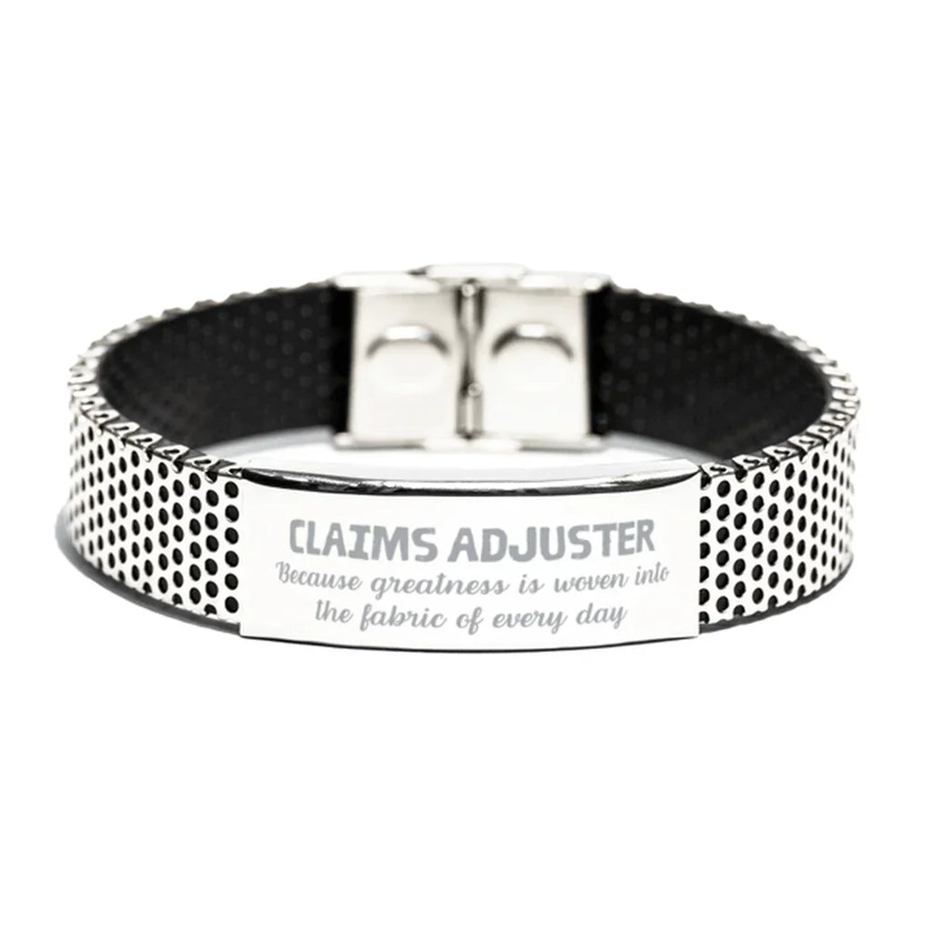 Sarcastic Claims Adjuster Stainless Steel Bracelet Gifts, Christmas Holiday Gifts for Claims Adjuster Birthday, Claims Adjuster: Because greatness is woven
