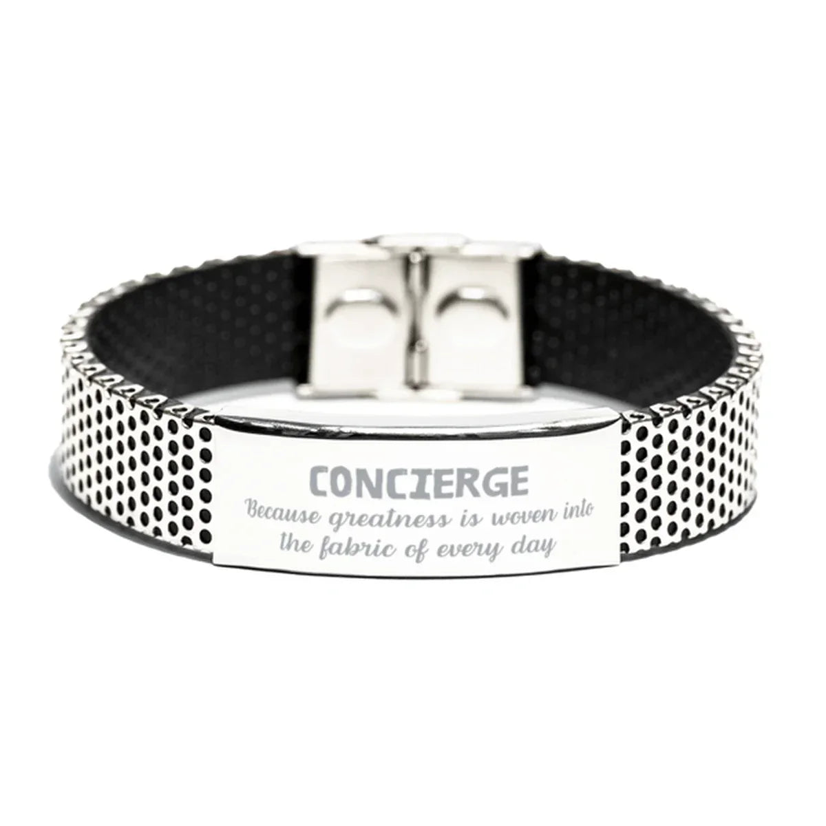 Sarcastic Concierge Stainless Steel Bracelet Gifts, Christmas Holiday Gifts for Concierge Birthday, Concierge: Because greatness is woven