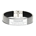 Sarcastic Counselor Stainless Steel Bracelet Gifts, Christmas Holiday Gifts for Counselor Birthday, Counselor: Because greatness is woven