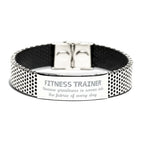 Sarcastic Fitness Trainer Stainless Steel Bracelet Gifts, Christmas Holiday Gifts for Fitness Trainer Birthday, Fitness Trainer: Because greatness is woven