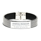 Sarcastic General Manager Stainless Steel Bracelet Gifts, Christmas Holiday Gifts for General Manager Birthday, General Manager: Because greatness is woven