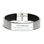 Sarcastic Historian Stainless Steel Bracelet Gifts, Christmas Holiday Gifts for Historian Birthday, Historian: Because greatness is woven