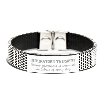 Sarcastic Respiratory Therapist Stainless Steel Bracelet Gifts, Christmas Holiday Gifts for Respiratory Therapist Birthday, Respiratory Therapist: Because greatness is woven into the fabric of every day, Coworkers, Friends - Mallard Moon Gift Shop