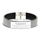 Sarcastic Scientist Stainless Steel Bracelet Gifts, Christmas Holiday Gifts for Scientist Birthday, Scientist: Because greatness is woven