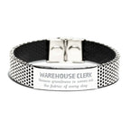 Sarcastic Warehouse Clerk Stainless Steel Bracelet Gifts, Christmas Holiday Gifts for Warehouse Clerk Birthday, Warehouse Clerk: Because greatness is woven