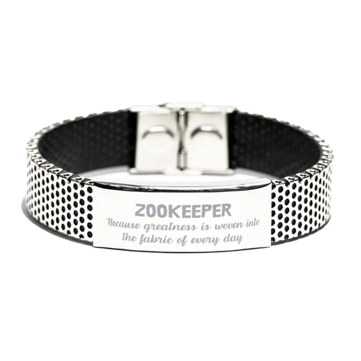 Sarcastic Zookeeper Stainless Steel Bracelet Gifts, Christmas Holiday Gifts for Zookeeper Birthday, Zookeeper: Because greatness is woven