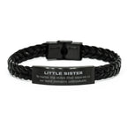 Little Sister Long Distance Relationship Gifts, No matter the miles that separate us, Cute Love Braided Leather Bracelet For Little Sister, Birthday Christmas Unique Gifts For Little Sister