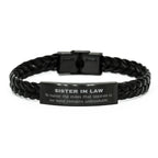 Sister In Law Long Distance Relationship Gifts, No matter the miles that separate us, Cute Love Braided Leather Bracelet For Sister In Law, Birthday Christmas Unique Gifts For Sister In Law