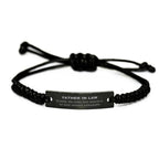 Father In Law Long Distance Relationship Gifts, No matter the miles that separate us, Cute Love Black Rope Bracelet For Father In Law, Birthday Christmas Unique Gifts For Father In Law