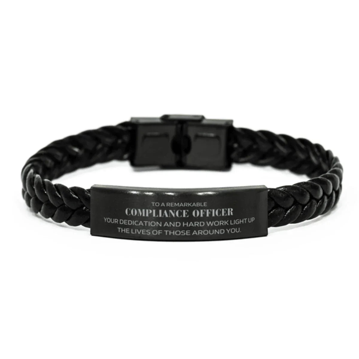 Remarkable Compliance Officer Gifts, Your dedication and hard work, Inspirational Birthday Christmas Unique Braided Leather Bracelet For Compliance Officer, Coworkers, Men, Women, Friends