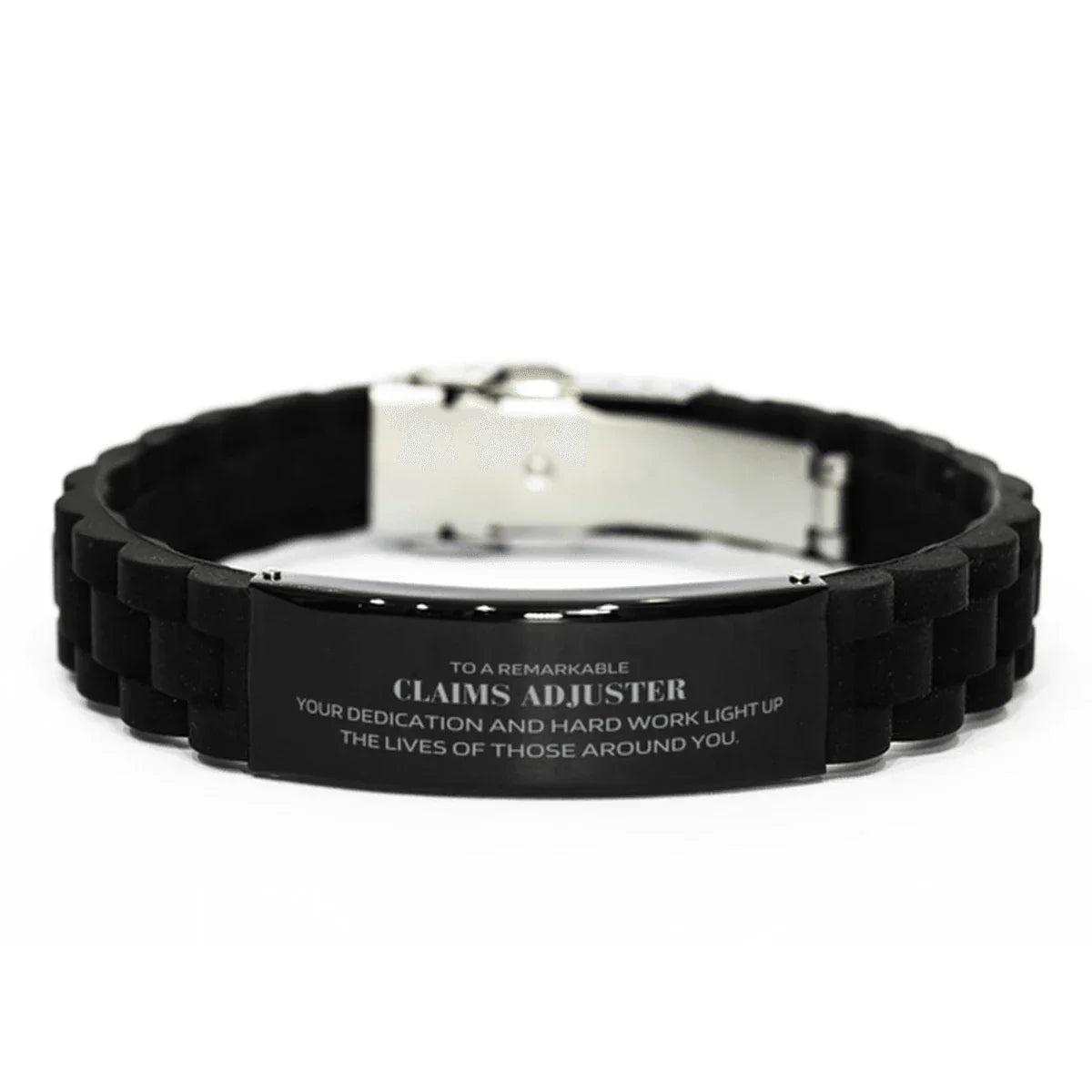 Remarkable Claims Adjuster Gifts, Your dedication and hard work, Inspirational Birthday Christmas Unique Black Glidelock Clasp Bracelet For Claims Adjuster, Coworkers, Men, Women, Friends