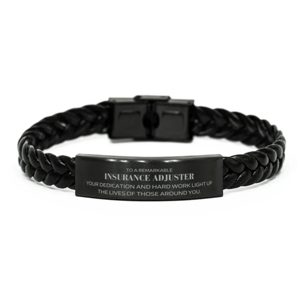 Remarkable Insurance Adjuster Gifts, Your dedication and hard work, Inspirational Birthday Christmas Unique Braided Leather Bracelet For Insurance Adjuster, Coworkers, Men, Women, Friends