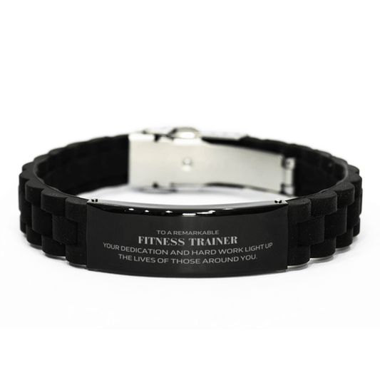 Remarkable Fitness Trainer Gifts, Your dedication and hard work, Inspirational Birthday Christmas Unique Black Glidelock Clasp Bracelet For Fitness Trainer, Coworkers, Men, Women, Friends - Mallard Moon Gift Shop