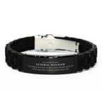 Remarkable General Manager Gifts, Your dedication and hard work, Inspirational Birthday Christmas Unique Black Glidelock Clasp Bracelet For General Manager, Coworkers, Men, Women, Friends