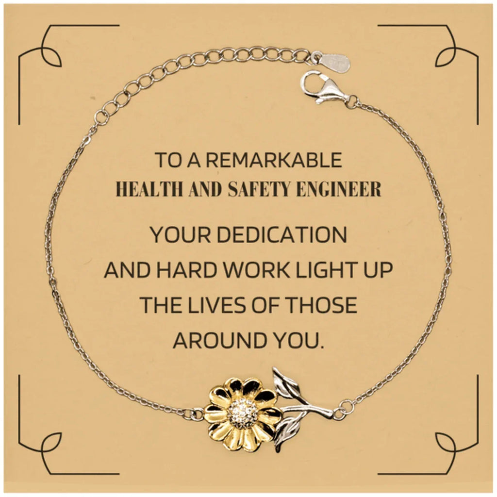 Remarkable Health and Safety Engineer Gifts, Your dedication and hard work, Inspirational Birthday Christmas Unique Sunflower Bracelet For Health and Safety Engineer, Coworkers, Men, Women, Friends