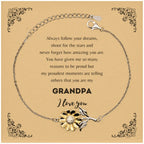 Sunflower Bracelet for Grandpa Present, Grandpa Always follow your dreams, never forget how amazing you are, Grandpa Birthday Christmas Gifts Jewelry for Girls Boys Teen Men Women
