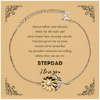 Sunflower Bracelet for Stepdad Present, Stepdad Always follow your dreams, never forget how amazing you are, Stepdad Birthday Christmas Gifts Jewelry for Girls Boys Teen Men Women