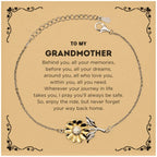 To My Grandmother Gifts, Inspirational Grandmother Sunflower Bracelet, Sentimental Birthday Christmas Unique Gifts For Grandmother Behind you, all your memories, before you, all your dreams, around you, all who love you, within you, all you need