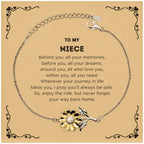 Niece Sunflower Bracelet Sentimental Birthday Christmas Unique Gifts - Behind you, all your memories, before you, all your dreams, around you, all who love you, within you, all you need